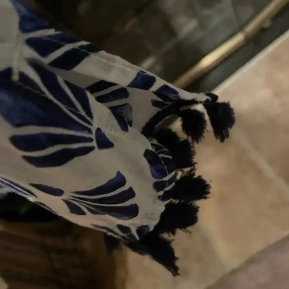 Talbots Women’s Tunic 3/4 sleeve shell artsy 100% cotton tassles nautical XS - Picture 7 of 9